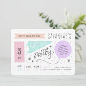 おもしろい&ハッピーパステルカラフルカーニバル子供の誕生日 招待状 (スタンド正面)