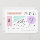 おもしろい&ハッピーパステルカラフルカーニバル子供の誕生日 招待状 (正面)