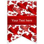 おもしろい,ハート,ハート，赤，愛，バレンタイン，光沢 バンティングフラッグ (第1の旗)