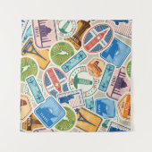 おもしろい・パスポート・スタンプ・タペストリ タペストリー (正面(横))