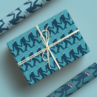 おもしろい&ビグお洒落フートサンタハットブルークリスマス ラッピングペーパーシート