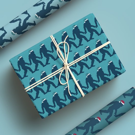 おもしろい&ビグお洒落フートサンタハットブルークリスマス ラッピングペーパーシート