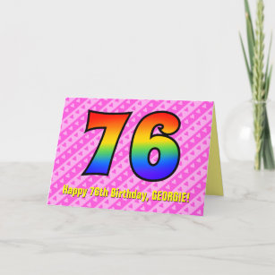 おもしろい·ピストライプンク·ハートズ、レインボー# 76誕生日 カード