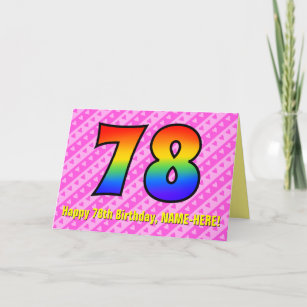 おもしろい·ピストライプンク·ハートズ、レインボー#78誕生日 カード