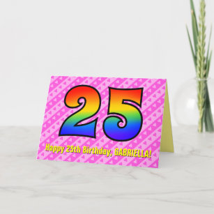 おもしろい・ピストライプンク・ハート、レインボー# 25th誕生日 カード