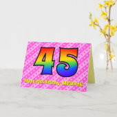 おもしろい・ピストライプンク・ハート、レインボー# 45th誕生日 カード (黄色い花)
