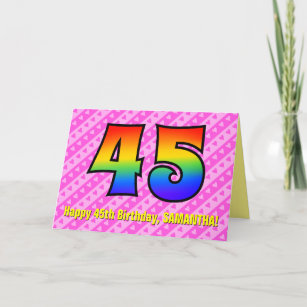 おもしろい・ピストライプンク・ハート、レインボー# 45th誕生日 カード