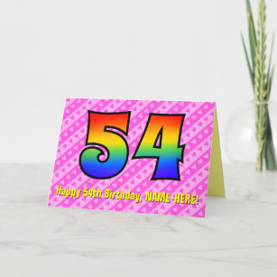 おもしろい・ピストライプンク・ハート、レインボー# 54th誕生日 カード