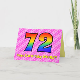 おもしろい・ピストライプンク・ハート、レインボー# 72誕生日 カード
