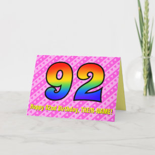 おもしろい·ピストライプンク·、ハート、レインボー# 92誕生日 カード