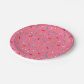 おもしろい・ピンク・キャンディ・スプリンクル・パターン ペーパープレート (アングル)