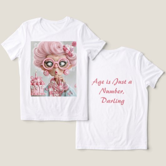 おもしろい ピンク サッシー エイジング トライブレンドTシャツ (デザイン正面&裏面)