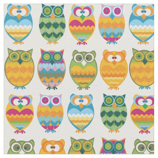 おもしろい、ファンキーレトロOWL ファブリック (クローズアップ)