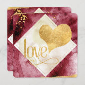 おもしろい、ファンキー金ゴールドモダンハートバレンタイン シーズンカード (正面/裏面)