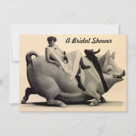 おもしろい&フェスティバルアンティークブライダルシャワー招待状 招待状 (正面)