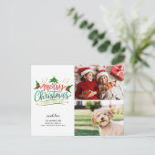 おもしろい、フェスティバルメリークリスマス、2枚の写真はがき ポストカード (スタンド正面)