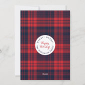 おもしろい、フェスティバルレッドプレイドサンタクロースキャラクター写真 シーズンカード (裏面)