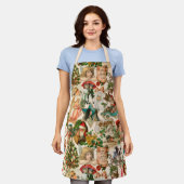 おもしろい、フェスティバル&ヴィンテージカラフルクリスマスエフェメラ エプロン (着用した状態)