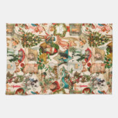 おもしろい、フェスティバル&ヴィンテージカラフルクリスマスエフェメラ キッチンタオル (横)