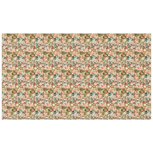 おもしろい、フェスティバル&ヴィンテージカラフルクリスマスエフェメラ テーブルクロス (正面(横))