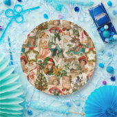 おもしろい、フェスティバル&ヴィンテージカラフルクリスマスエフェメラ ペーパープレート (パーティー)