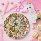 おもしろい、フェスティバル&ヴィンテージカラフルクリスマスエフェメラ ペーパープレート (パーティー)