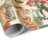 おもしろい、フェスティバル&ヴィンテージカラフルクリスマスエフェメラ ラッピングペーパー (ロールコーナー)