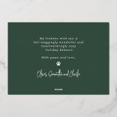 おもしろい フワフワ & 明るい 犬 ペット クリスマス 現代 箔シーズンカード (裏面)