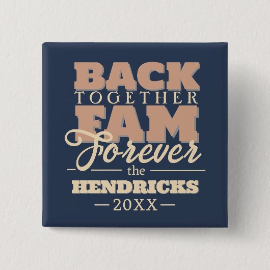 おもしろい、ブルー、パステルファミリー懇親会引用文ボタン 缶バッジ (正面)