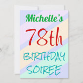 おもしろい、ベーシック「第78誕生日SOIREE」招待状 招待状 (正面)