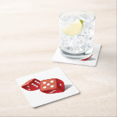 おもしろい·ペアのサイコロ スクエアペーパーコースター (インサイチュ)