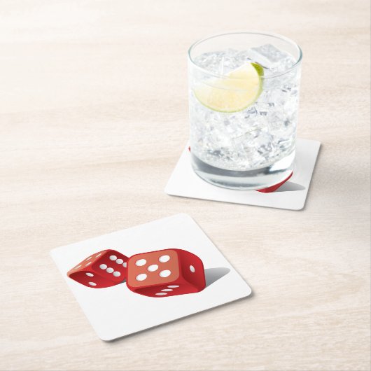 おもしろい·ペアのサイコロ スクエアペーパーコースター (インサイチュ)