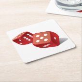おもしろい·ペアのサイコロ スクエアペーパーコースター (アングル)