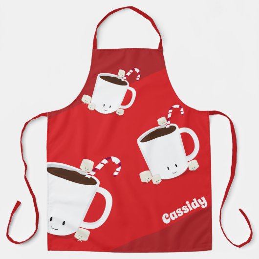 おもしろい・ホットチョコレート・ネーム・クリスマス エプロン (正面)