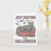 おもしろい ホラー スケルトン サマーウィーン ハロウィンを待ってる カード (黄色い花)
