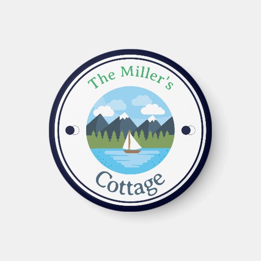 おもしろい!マグネット – コテージパーソナライズされた- – 名前の追加 マグネット (正面)