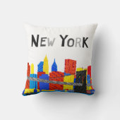 おもしろい、マンハッタンのよくはしゃぐで子どものようなイラストレーション クッション (裏面)