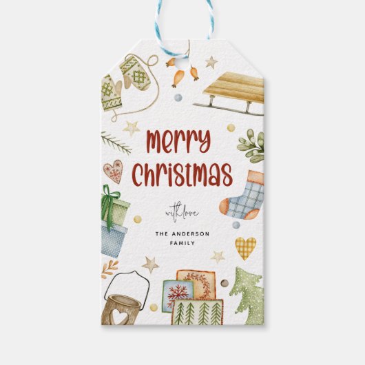 おもしろい「メリークリスマス」ホリデーシーズン ギフトタグ (正面)