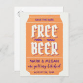 おもしろい、モダンなビールをテーマにした結婚式の延期を知らせるポストカード 案内ポストカード (正面/裏面)