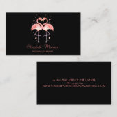 おもしろい,モダンピンクのフラミンゴ愛，ハート，黒 名刺 (正面/裏面)