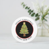 おもしろい、ラウンド、ミニマルクリスマスツリー シーズンカード (スタンド正面)
