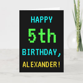 おもしろい·ヴィンテージ/レトロ·ビデオ·ゲームの第5誕生日 カード