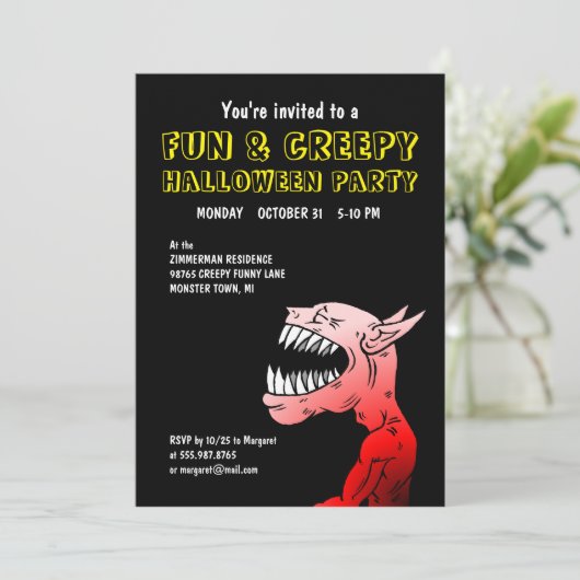 おもしろい&不気味ハローウィンパーティ招待状 招待状 (スタンド正面)