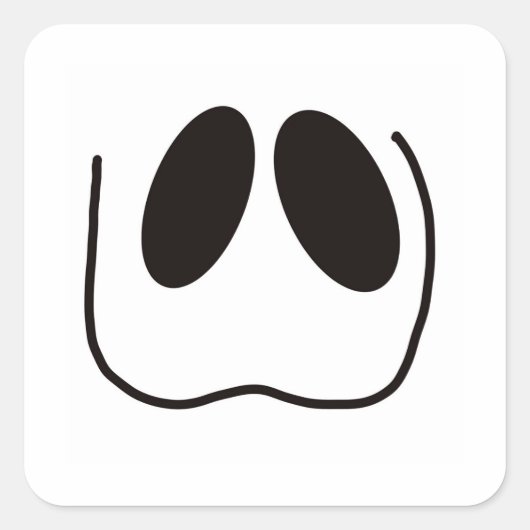おもしろい、不気味、ハロウィーンの幽霊顔 スクエアシール (正面)