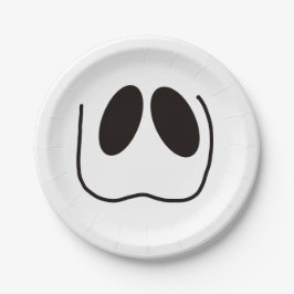 おもしろい、不気味、ハロウィーンの幽霊顔 ペーパープレート