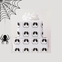 おもしろい、不気味、ハロウィーンの幽霊顔 ラッピングペーパー