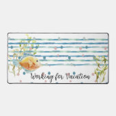 おもしろい「休暇に取り組む」、水彩魚 デスクマット (正面)