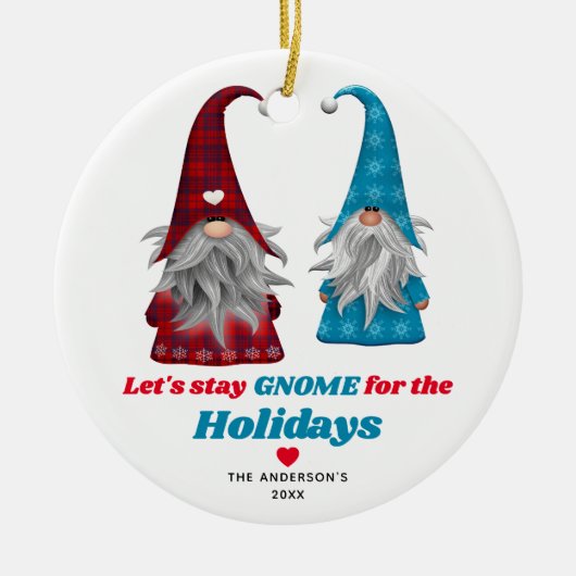 おもしろい「休暇のための格言に滞在しよう」クリスマス セラミックオーナメント (正面)