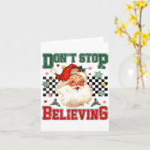 おもしろい 信じるのをやめないで サンタクロース マッチング クリスマス カード (黄色い花)