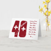 おもしろい,兄弟の40歳の誕生日,赤と白文字 カード (黄色い花)